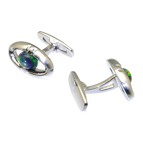 ブラックオパール SVカフス(クレサンベール/メンズ/10月誕生石)