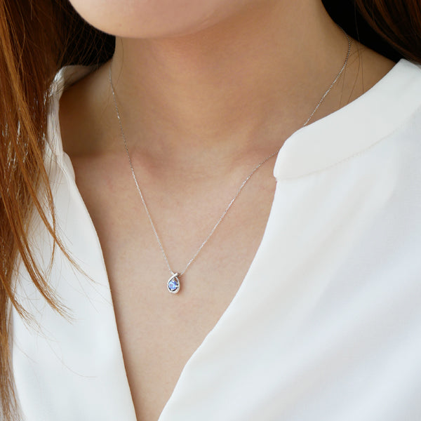 ライトブルーサファイア K18ネックレス(クレサンベール/雫モチーフ/9月誕生石)《BPDC7639》