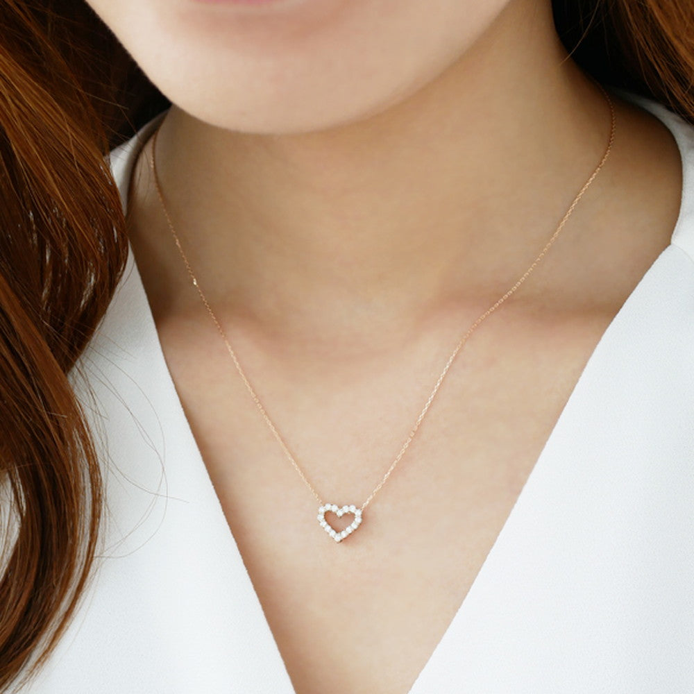 ダイヤモンド K18ネックレス(計0.2カラット/ハートモチーフ/4月誕生石)《BPDD3084W》