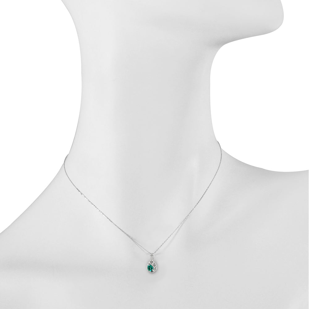 エメラルド/ダイヤモンド K18ネックレス(クレサンベール/ペアシェイプ/5月誕生石)《BPDE7640》