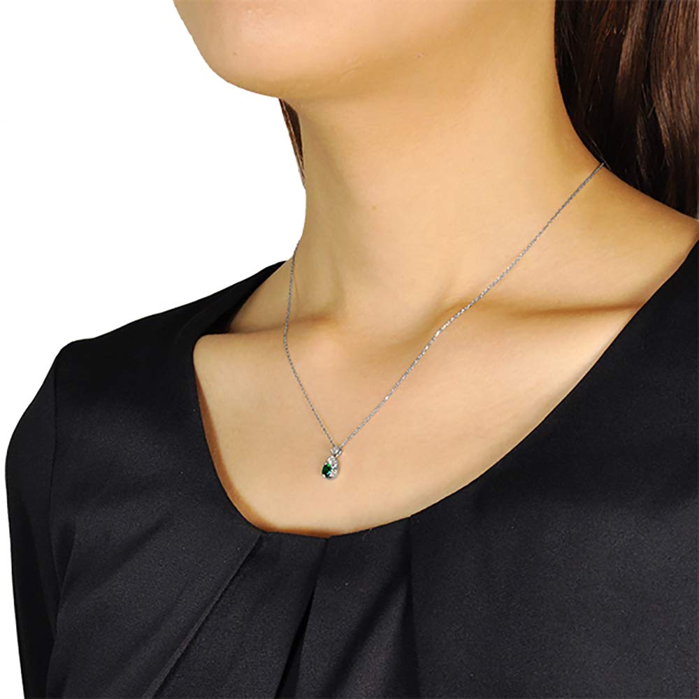 エメラルド/ダイヤモンド K18ネックレス(クレサンベール/ペアシェイプ/5月誕生石)《BPDE7640》