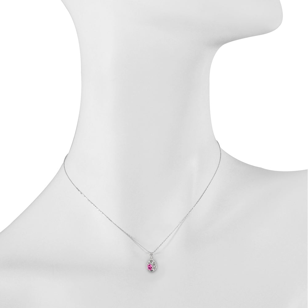 ピンクサファイア/ダイヤモンド K18ネックレス(クレサンベール/ペアシェイプ/9月誕生石)《BPDM7640》