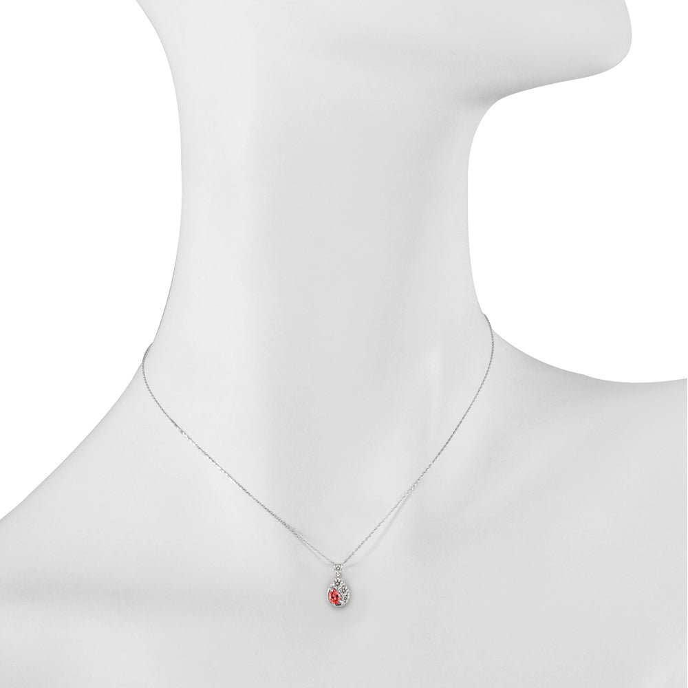 パパラチアサファイア/ダイヤモンド K18ネックレス(クレサンベール/ペアシェイプ/9月誕生石)《BPDP7640》