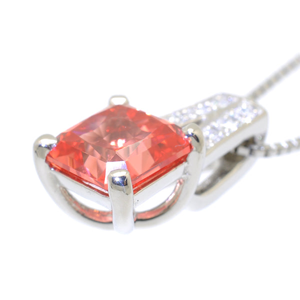 パパラチアサファイア/ダイヤモンド プラチナネックレス(クレサンベール/プリンセスエメラルド/9月誕生石)《BPDP7651》