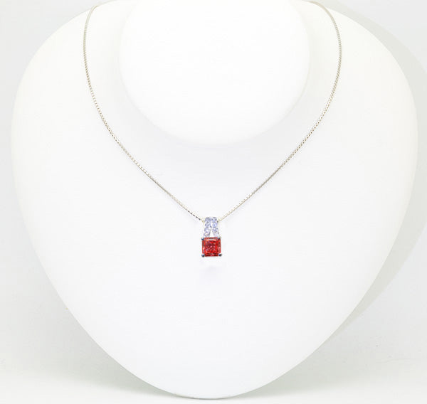 パパラチアサファイア/ダイヤモンド プラチナネックレス(クレサンベール/プリンセスエメラルド/9月誕生石)《BPDP7651》