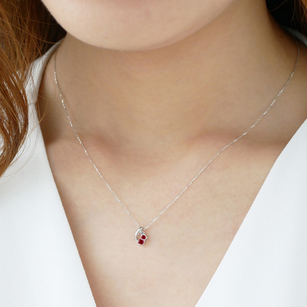 ルビー/ダイヤモンド K10ネックレス(クレサンベール/7月誕生石)《BPDR7956》