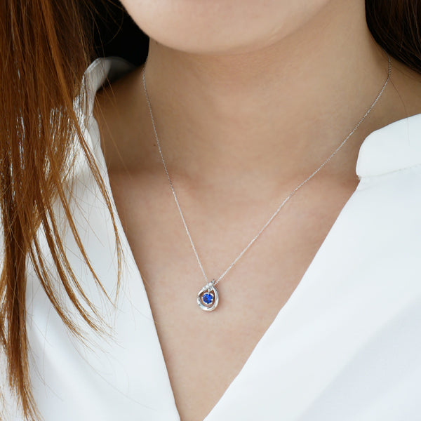 ブルーサファイア/ダイヤモンド K18ネックレス(クレサンベール/雫モチーフ/9月誕生石)《BPDS2658》
