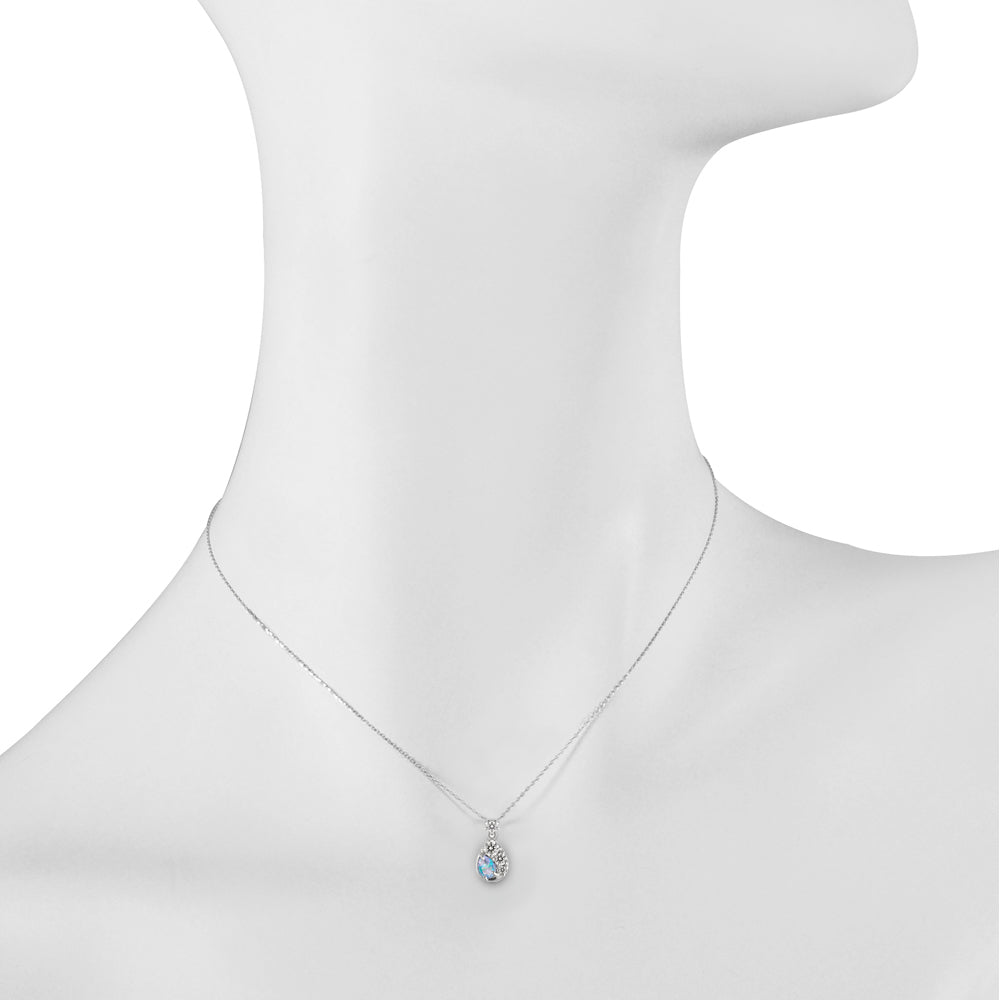 ウォーターオパール/ダイヤモンド K18ネックレス(クレサンベール/ペアシェイプ/10月誕生石)《BPDW7640》