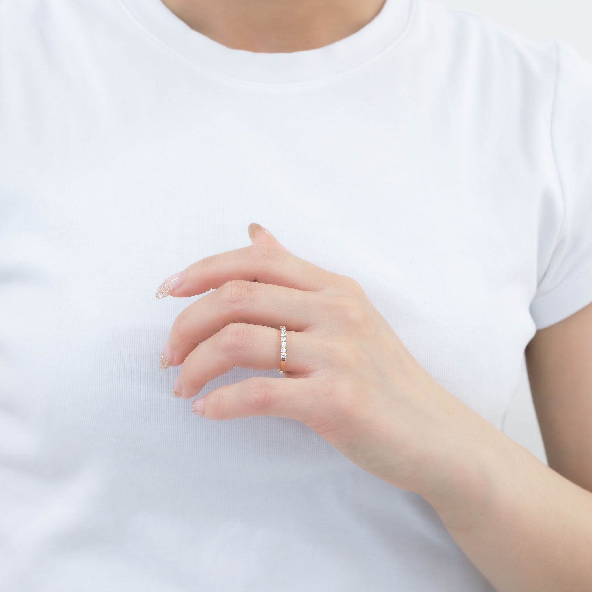 ダイヤモンド K18リング(0.3カラット/ハーフエタニティ/4月誕生石)《BRGD4069W》