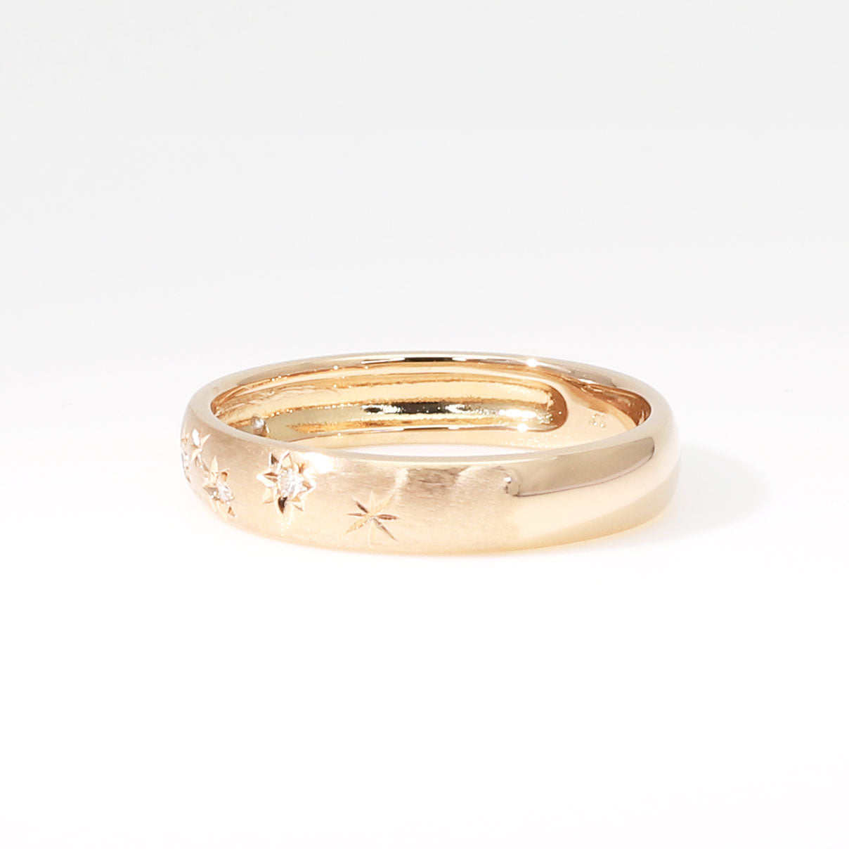 ダイヤモンド K18リング(彫刻/サティーナ/4月誕生石)《BRGD7621》