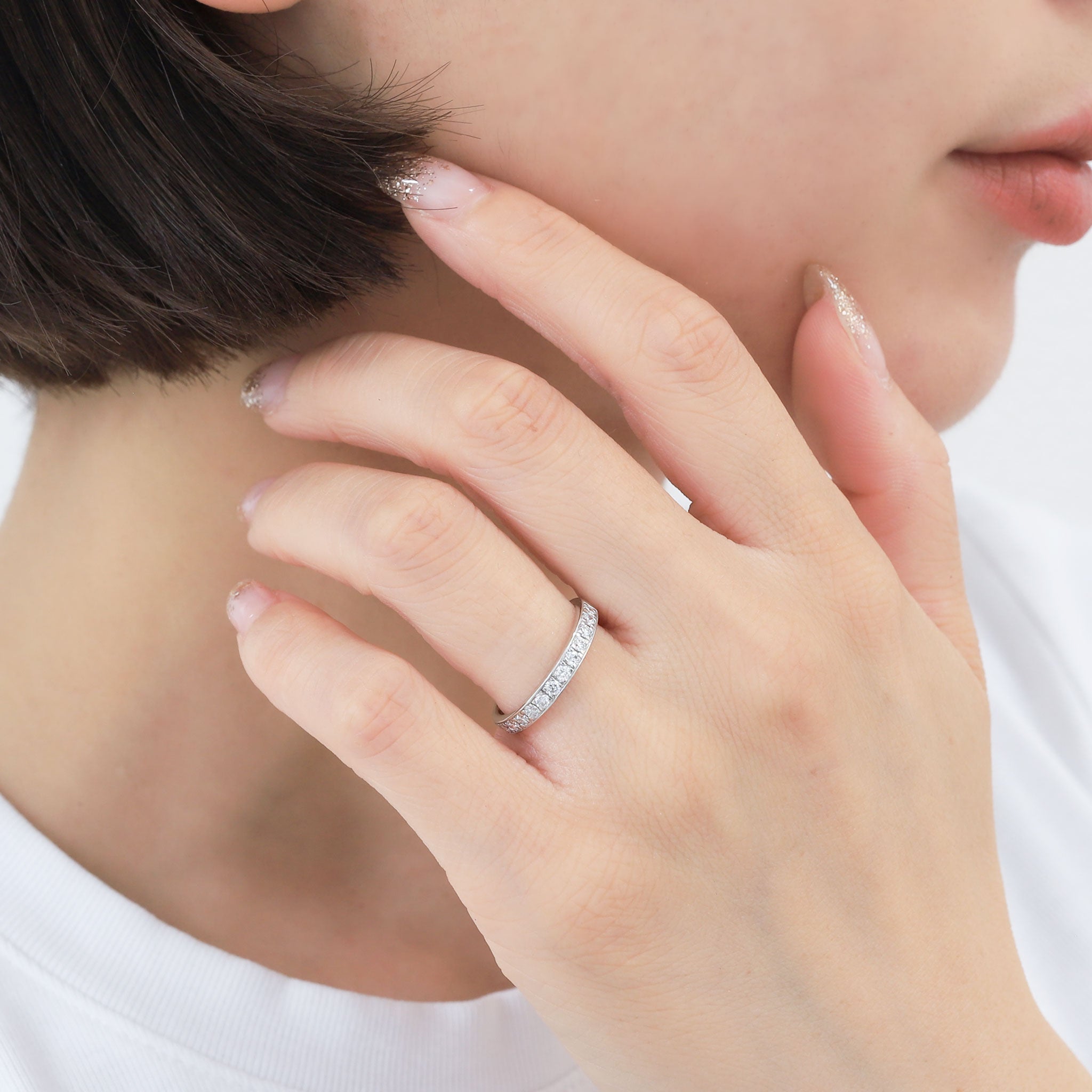 ダイヤモンド プラチナリング(計0.3カラット/ハーフエタニティ/4月誕生石)《BRGD9863W》