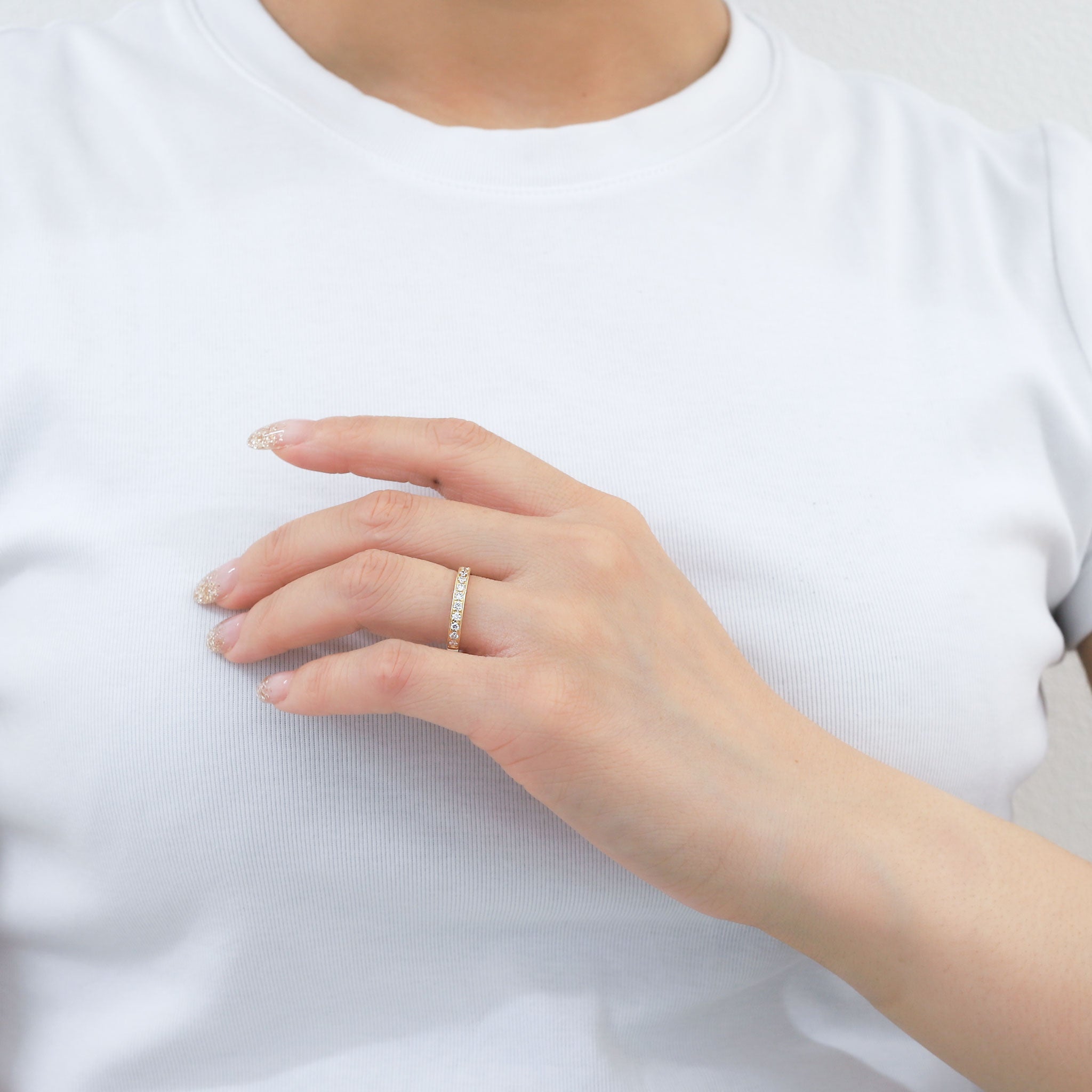 ダイヤモンド K18リング(計0.3カラット/ハーフエタニティ/4月誕生石)《BRGD9864W》