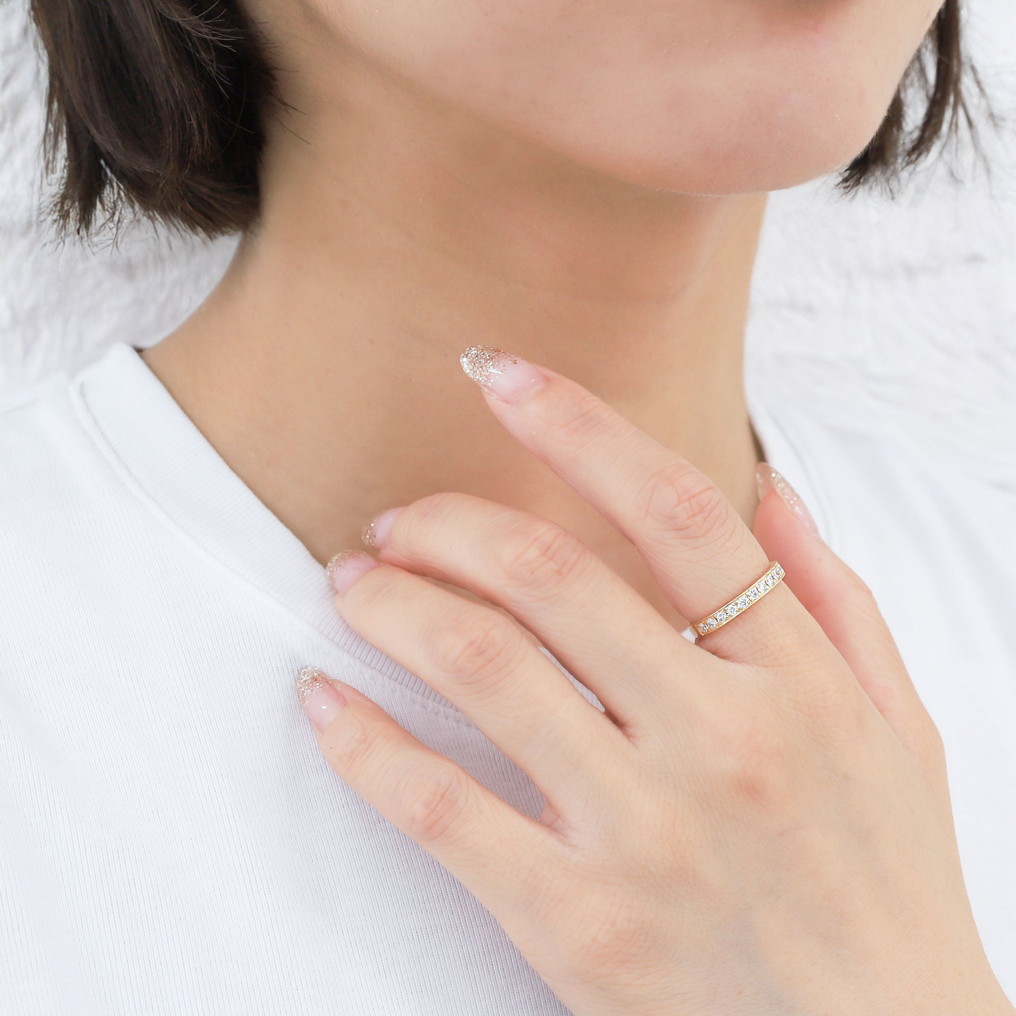 ダイヤモンド K18リング(計0.3カラット/ハーフエタニティ/4月誕生石)《BRGD9864W》