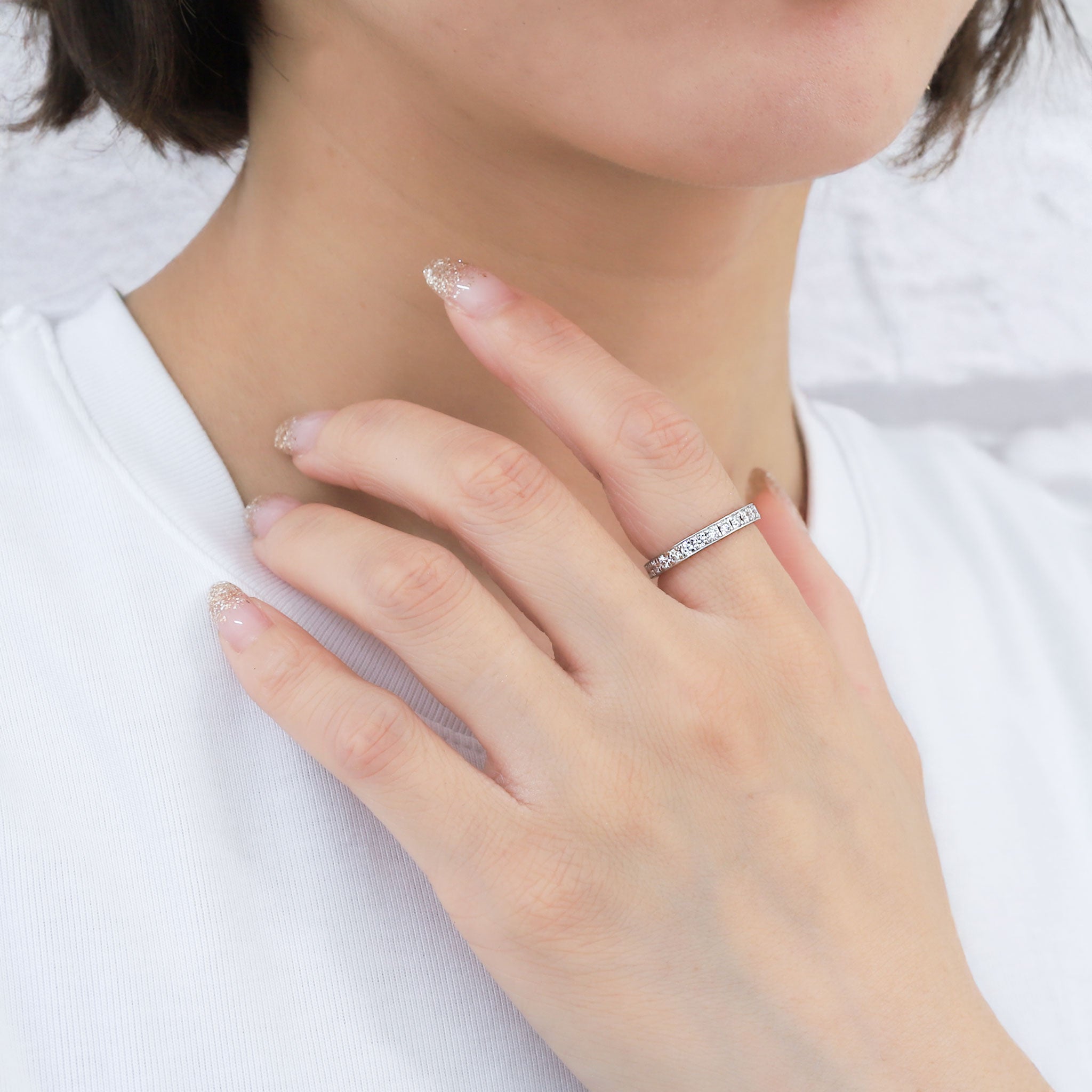 ダイヤモンド プラチナリング(計0.5カラット/ハーフエタニティ/4月誕生石)《BRGD9866W》