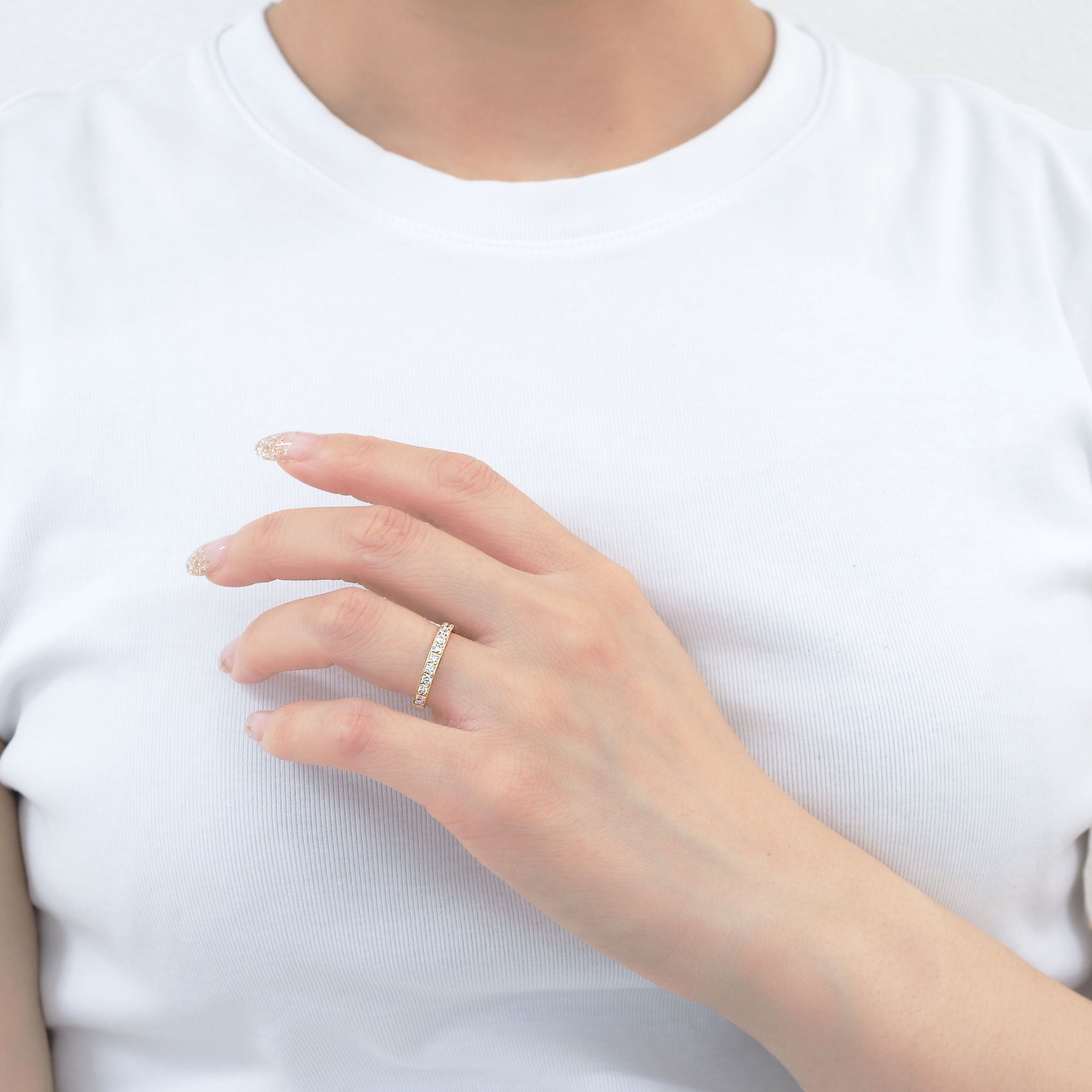 ダイヤモンド K18リング(計0.5カラット/ハーフエタニティ/4月誕生石)《BRGD9867W》