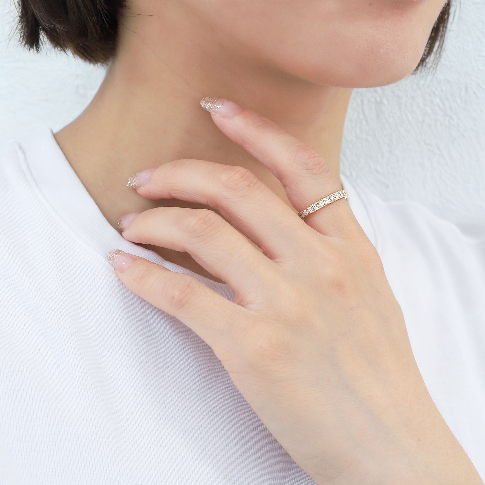 ダイヤモンド K18リング(計0.5カラット/ハーフエタニティ/4月誕生石)《BRGD9867W》