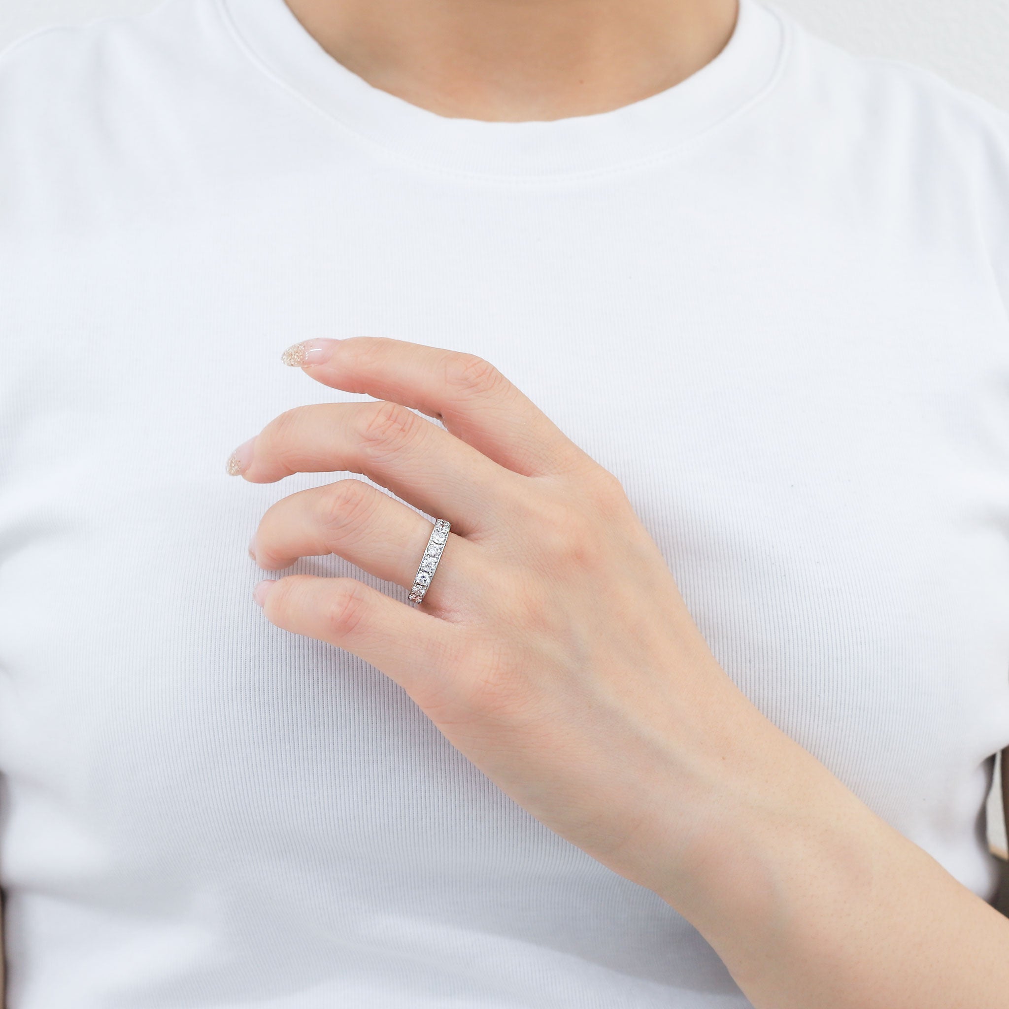 ダイヤモンド プラチナリング(計1.0カラット/Jカラー/I/Good/ハーフエタニティ/4月誕生石)《BRGD9869W》