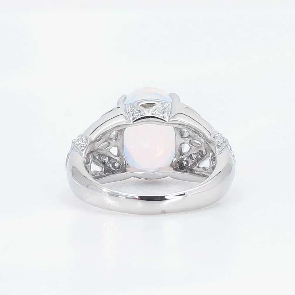 ウォーターオパール/ダイヤモンド プラチナリング(クレサンベール/35周年/10月誕生石)《BRGW6930》