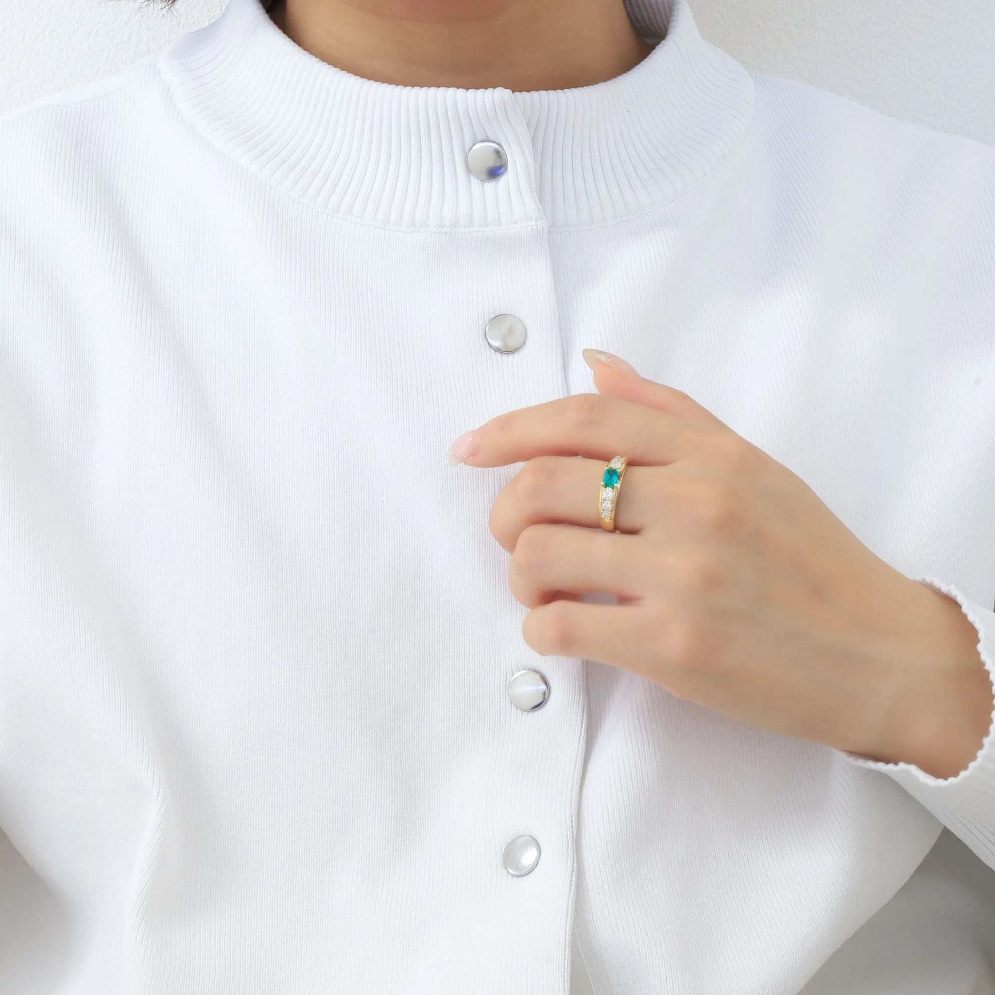 エメラルド/ダイヤモンド K18リング(クレサンベール/LGD/50周年記念商品/5月誕生石)《CRGE0010》