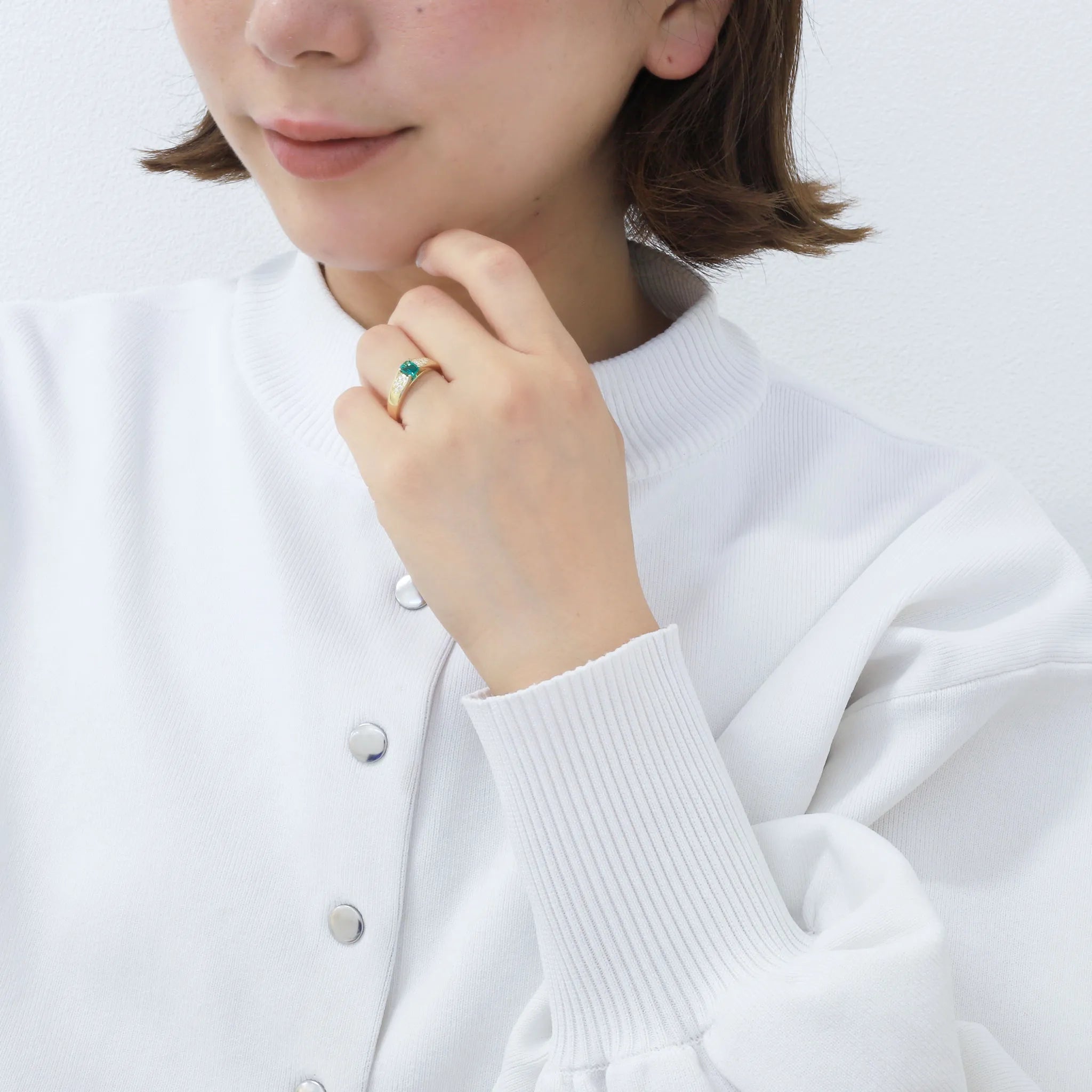 エメラルド/ダイヤモンド K18リング(クレサンベール/LGD/50周年記念商品/5月誕生石)《CRGE0012》