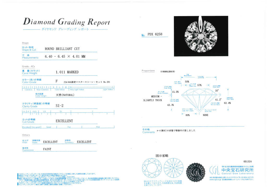 【1点限定】ダイヤモンド プラチナネックレス(1.011カラット/1点留め/F/SI2/3EX/中央宝石研究所鑑定書付き)≪GPDD0001≫