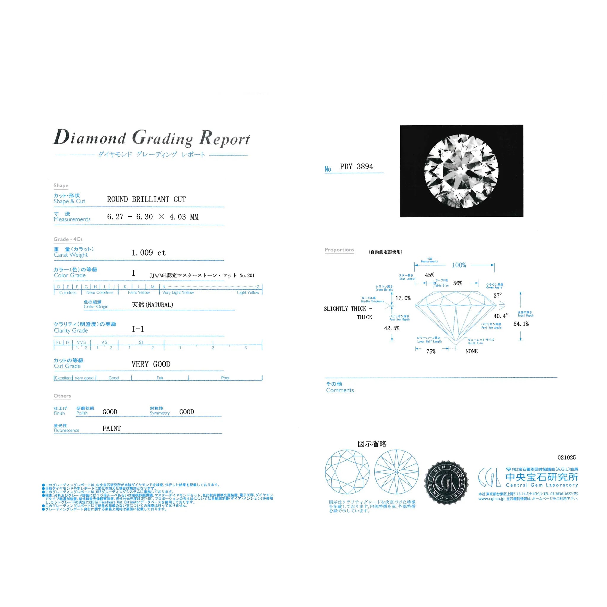 【1点限定】ダイヤモンド プラチナネックレス(1.009カラット/1点留め/カラーI/クラリティI1/カットVG/中央宝石研究所鑑定書付き)≪GPDD0019≫