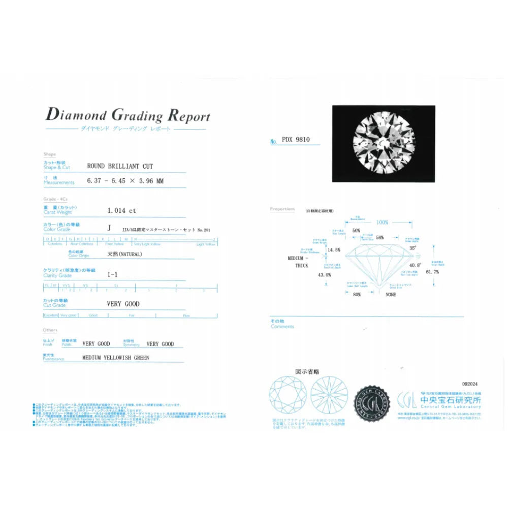 【1点限定】ダイヤモンド プラチナネックレス(1.014カラット/J/I1/VG/中央宝石研究所鑑定書付)《GPDD0081》