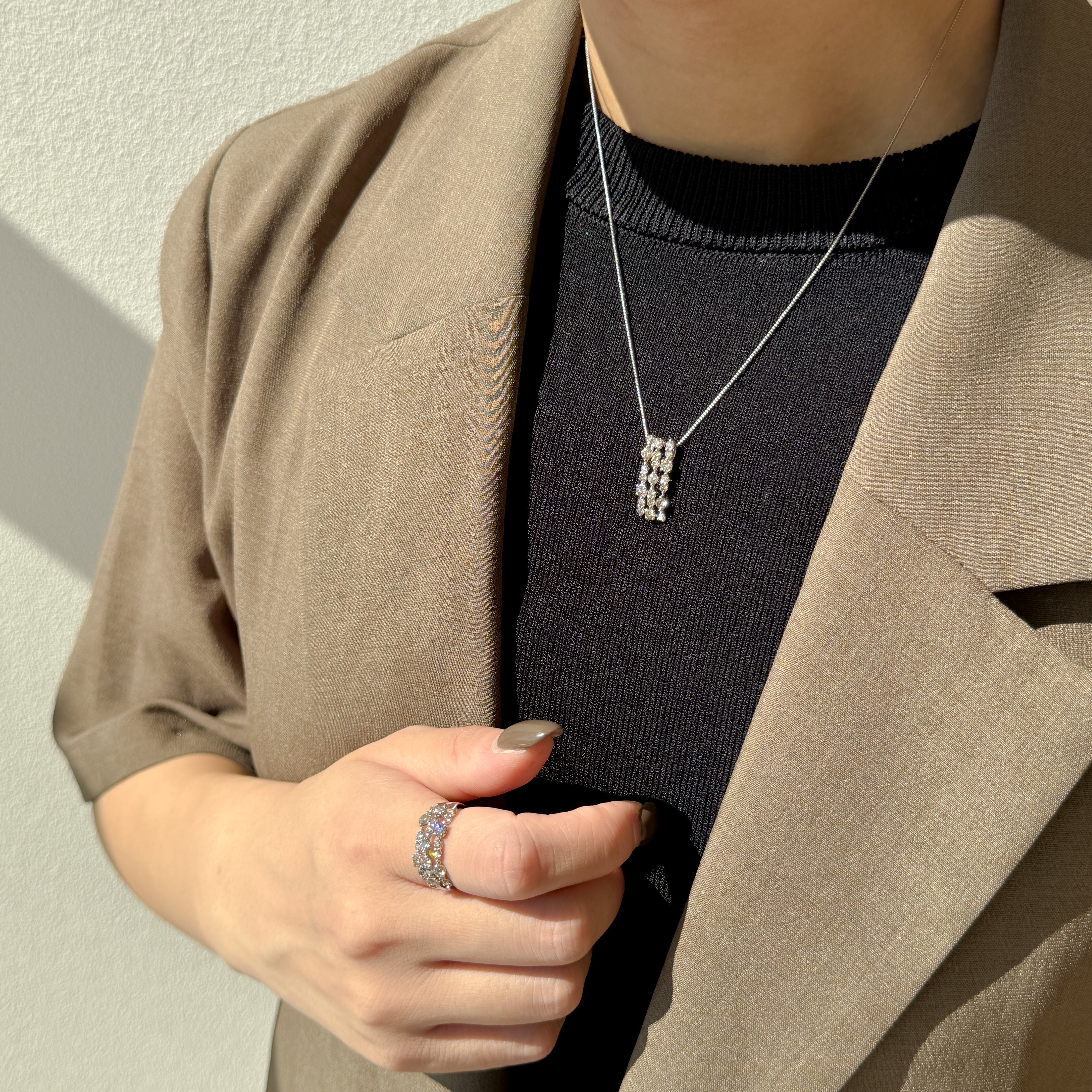 ダイヤモンド プラチナネックレス(計1.0カラット/ブラウン系/シェルフ/1st記念商品)《JPDD1935》