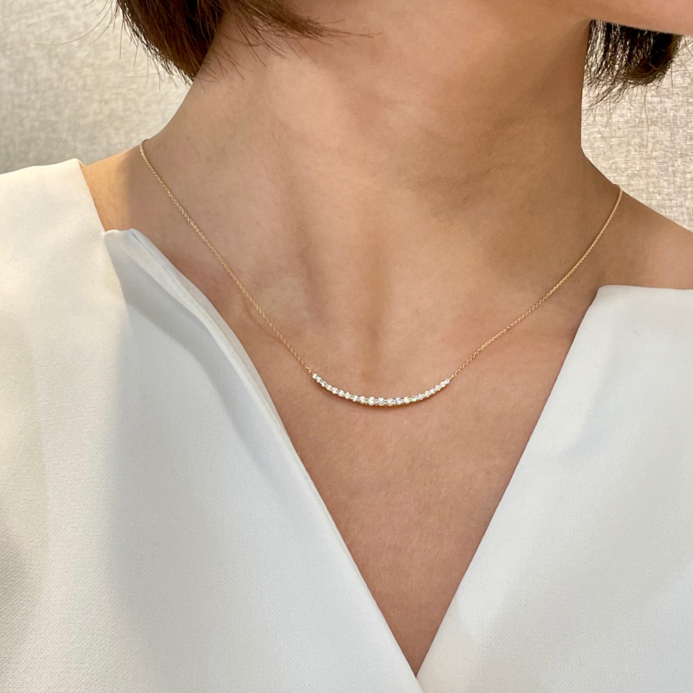 ダイヤモンド K18ネックレス(計0.3カラット/デコルテ/4月誕生石)《BPDD3035》