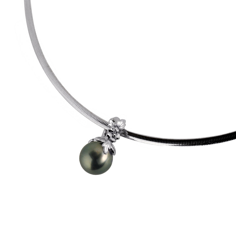 パール /ブラックシェル シルバーブローチ/ペンダントトップ/クリッカー(黒蝶真珠 /10.0mmUP/桜モチーフ/5Way/6月誕生石)《JBRQ1273》