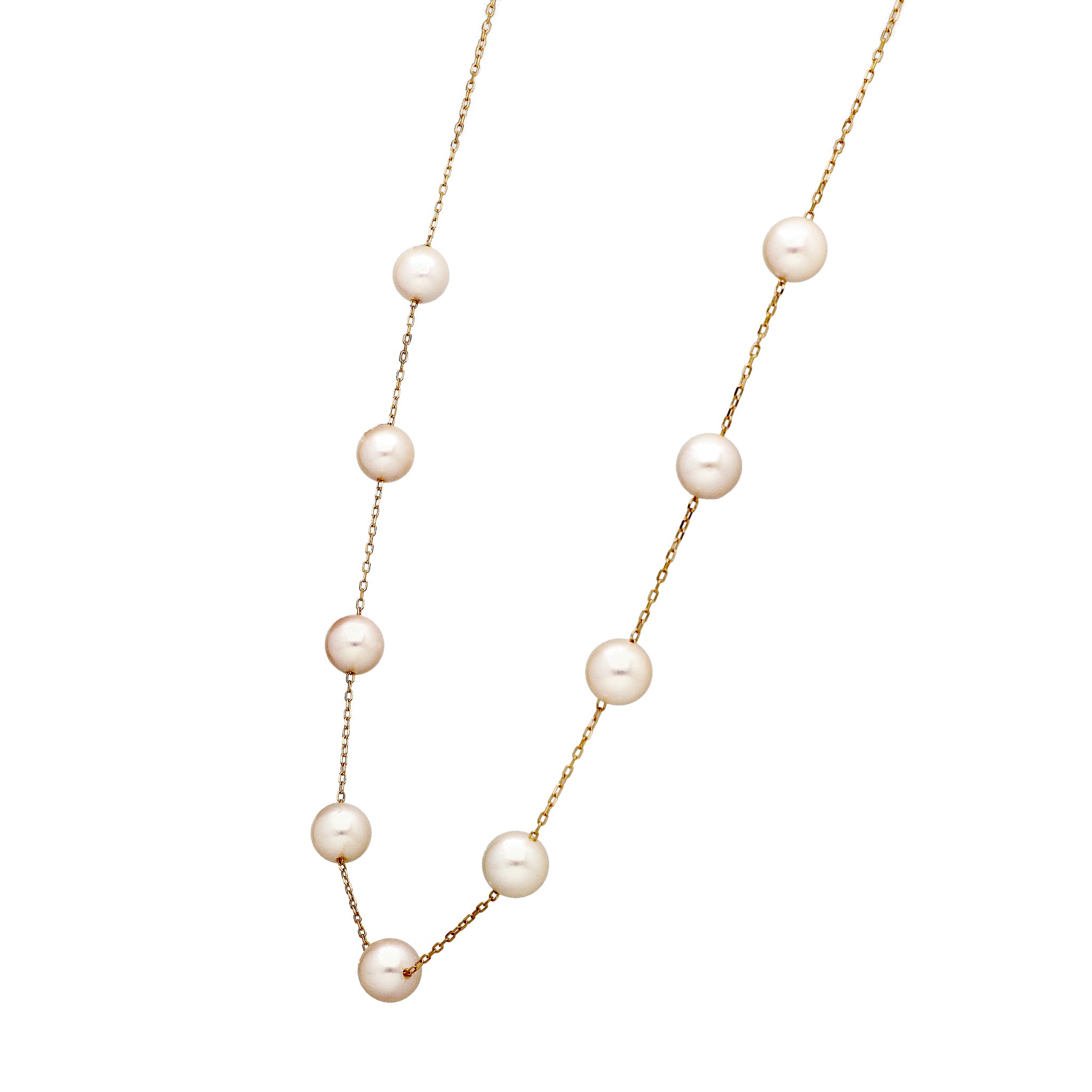 パール K18ネックレス(アコヤ真珠/7.0mmUP/ステーション/6月誕生石)《JNKQ1892》