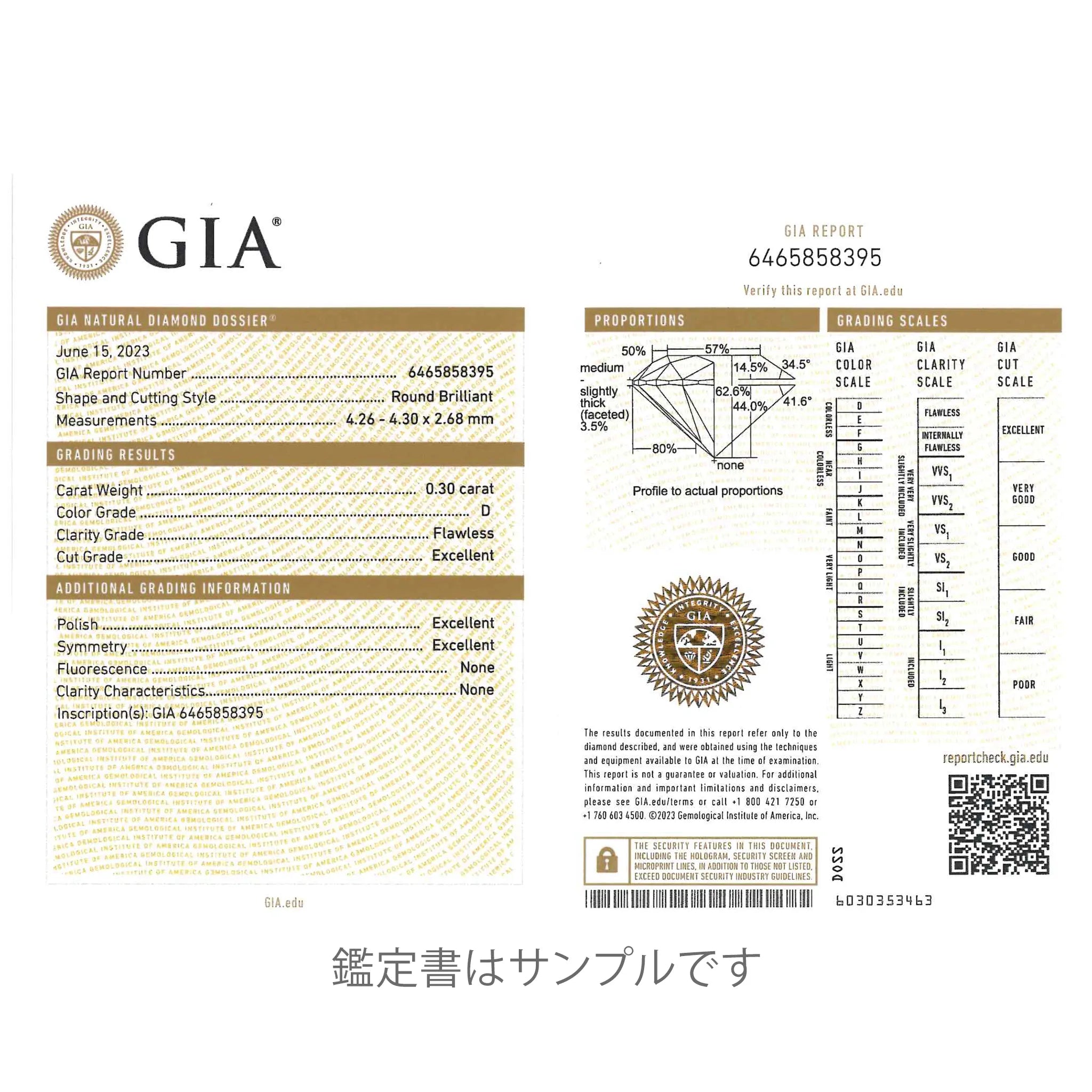 ダイヤモンド ルース(0.3カラットUP/Dカラー/FL(フローレス)/3EX/4月誕生石/グレーディングレポート付き)《JOOD1324》