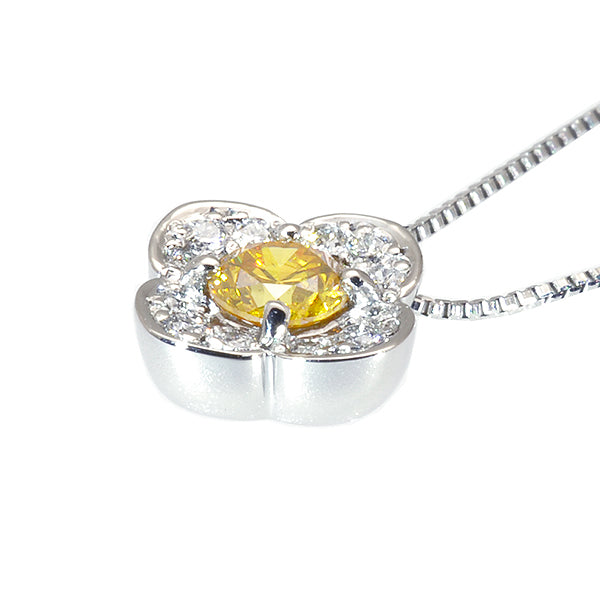 オレンジダイヤモンド/ダイヤモンド プラチナネックレス(0.18カラット/4月誕生石/グレーディングレポート付き)《JPDD1297》