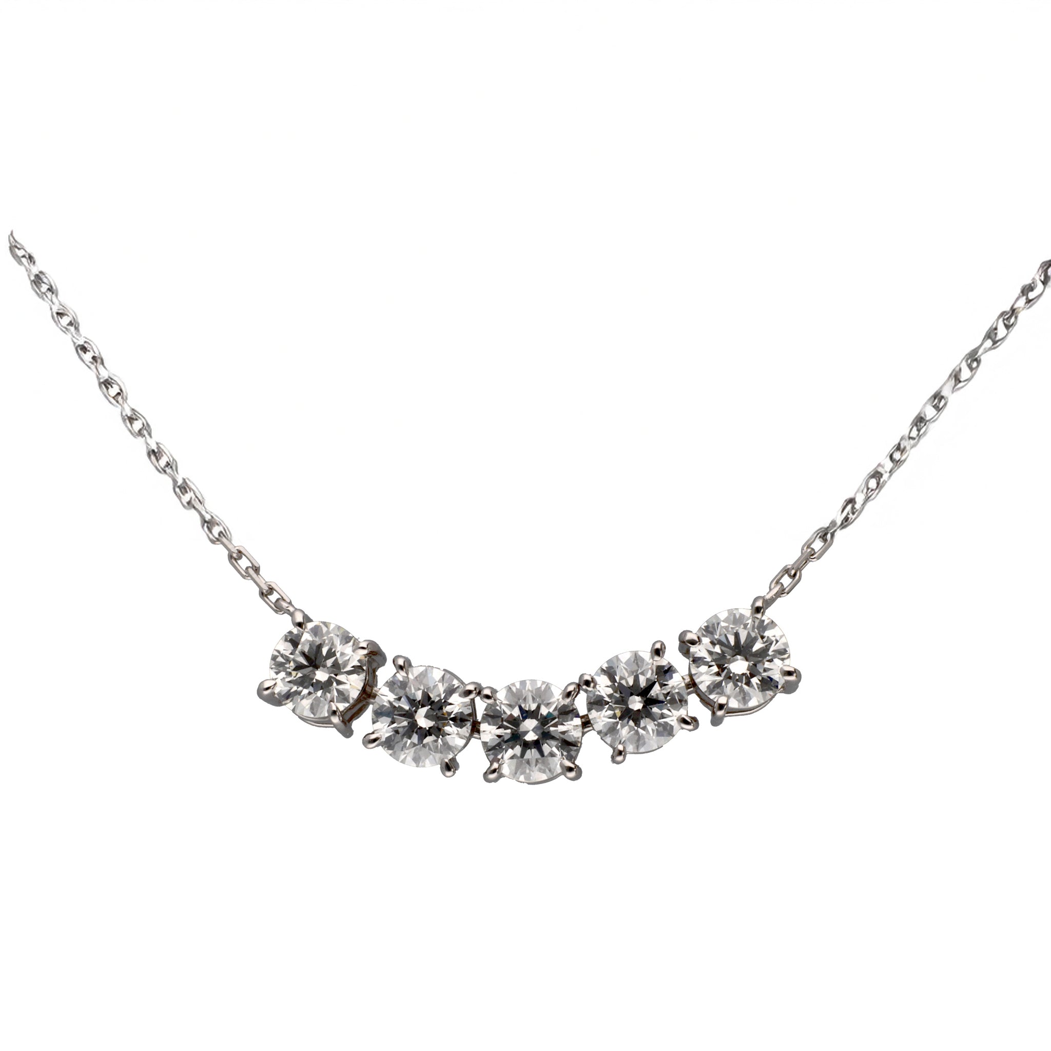 ダイヤモンド プラチナネックレス(計1.0カラット/5石/Hカラー/SI2/EX/1st記念商品)《JPDD1931》