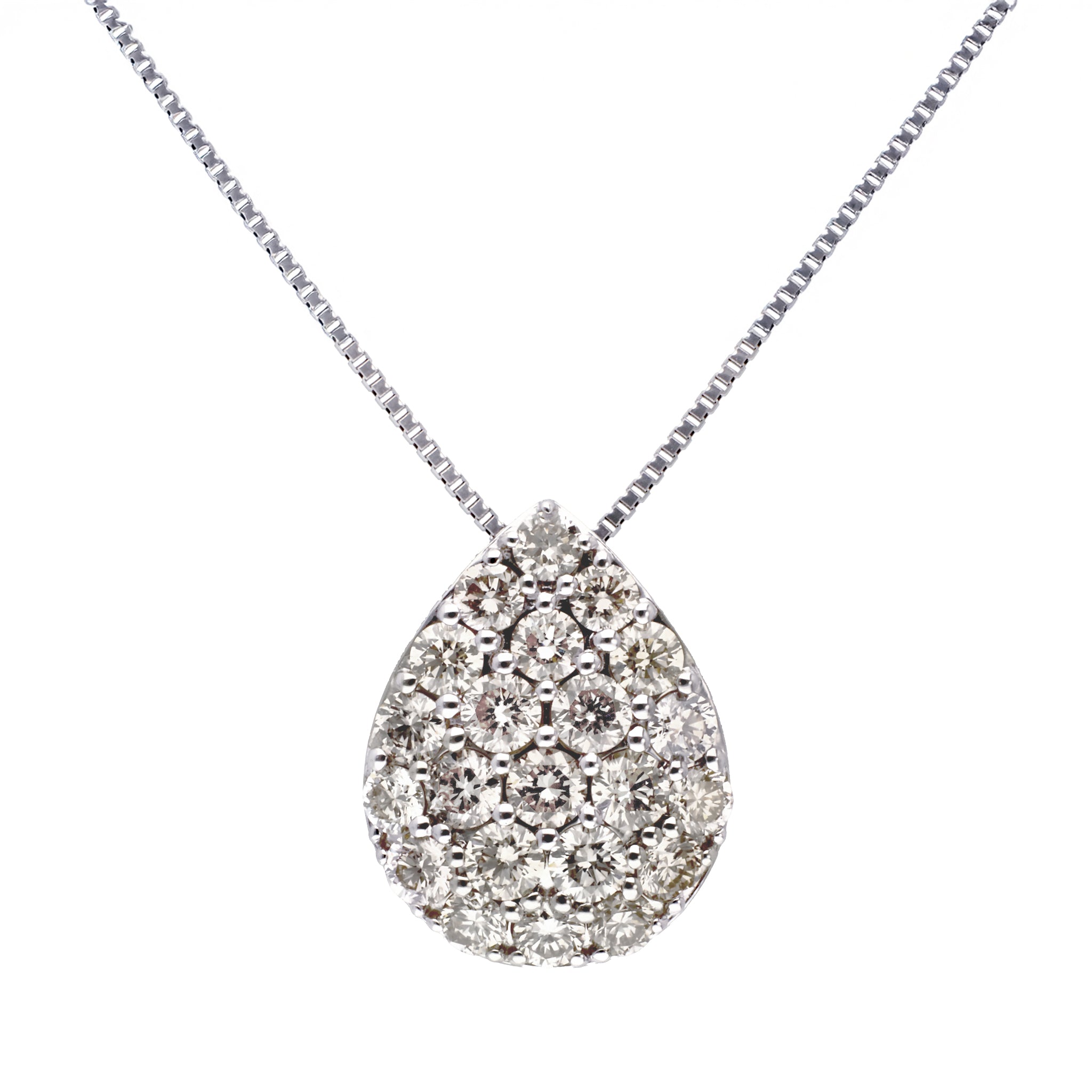 ダイヤモンド プラチナネックレス(計1.0カラット/ブラウン系/パヴェ雫/1st記念商品)《JPDD1936》