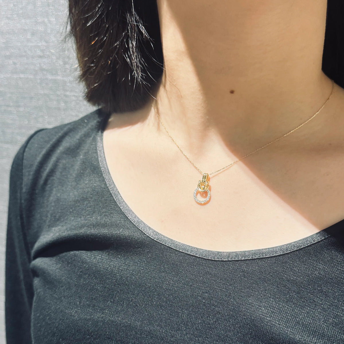 【限定1点】ダイヤモンド K18ネックレス(計0.18ct/4月誕生石)《JPDD2085》