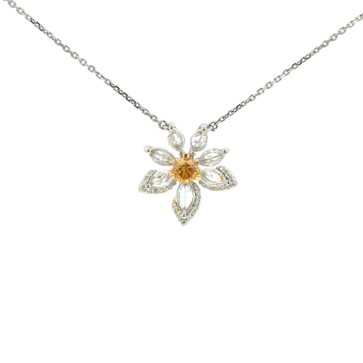 【限定1点】オレンジダイヤモンド/ダイヤモンド プラチナネックレス(FVYO/0.271ct/グレーディングレポート付/4月誕生石)《JPDD2107》