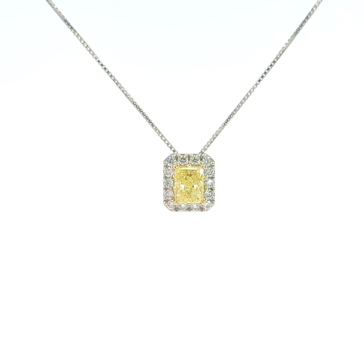【限定1点】イエローダイヤモンド/ダイヤモンド プラチナ/K18ネックレス(FIY/0.6ct/グレーディングレポート付/4月誕生石)《JPDD2110》