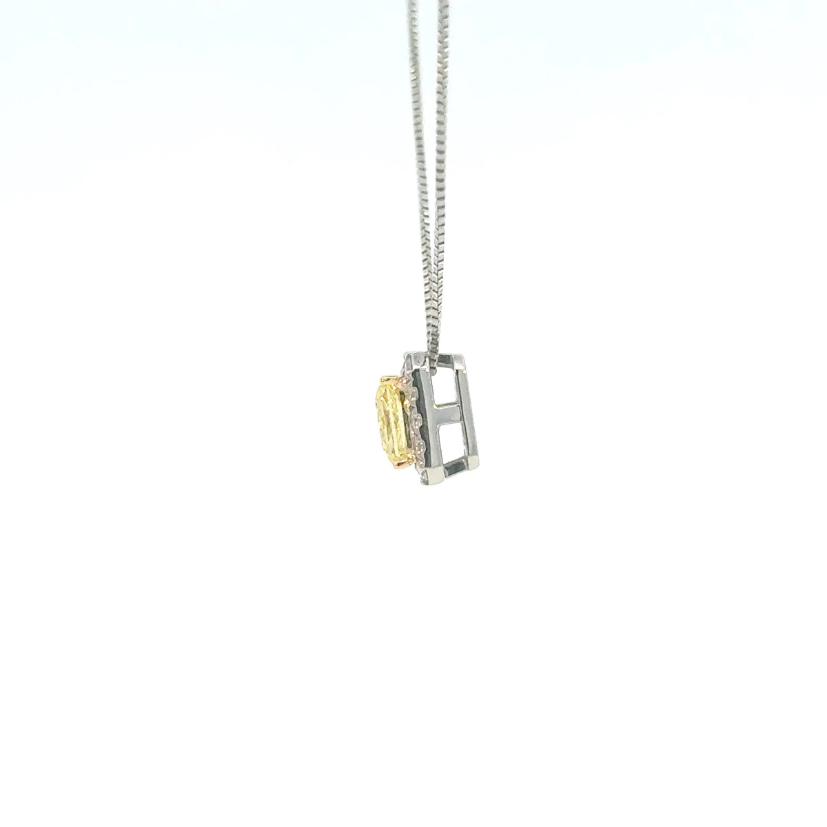 【限定1点】イエローダイヤモンド/ダイヤモンド プラチナ/K18ネックレス(FIY/0.6ct/グレーディングレポート付/4月誕生石)《JPDD2110》