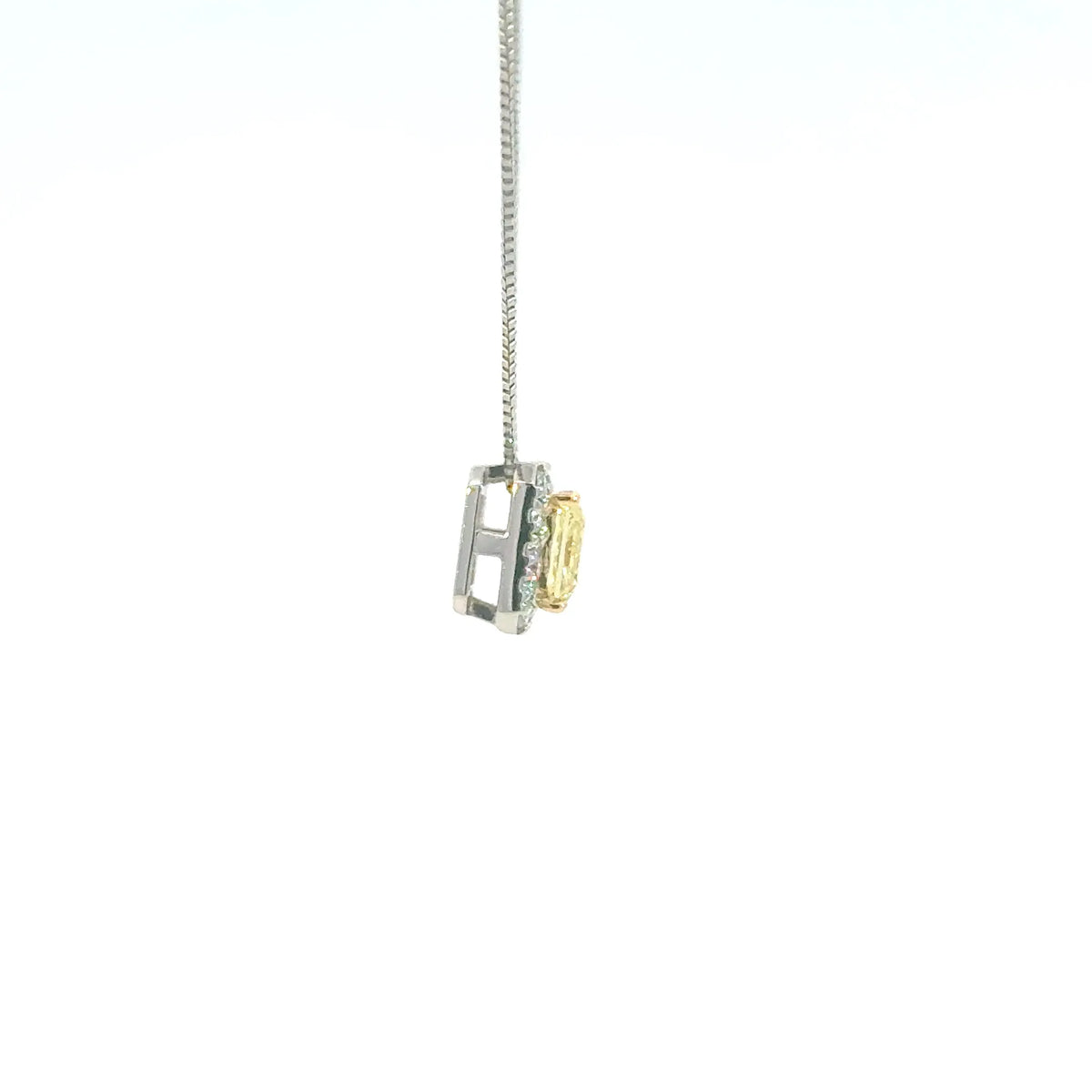 【限定1点】イエローダイヤモンド/ダイヤモンド プラチナ/K18ネックレス(FIY/0.6ct/グレーディングレポート付/4月誕生石)《JPDD2110》