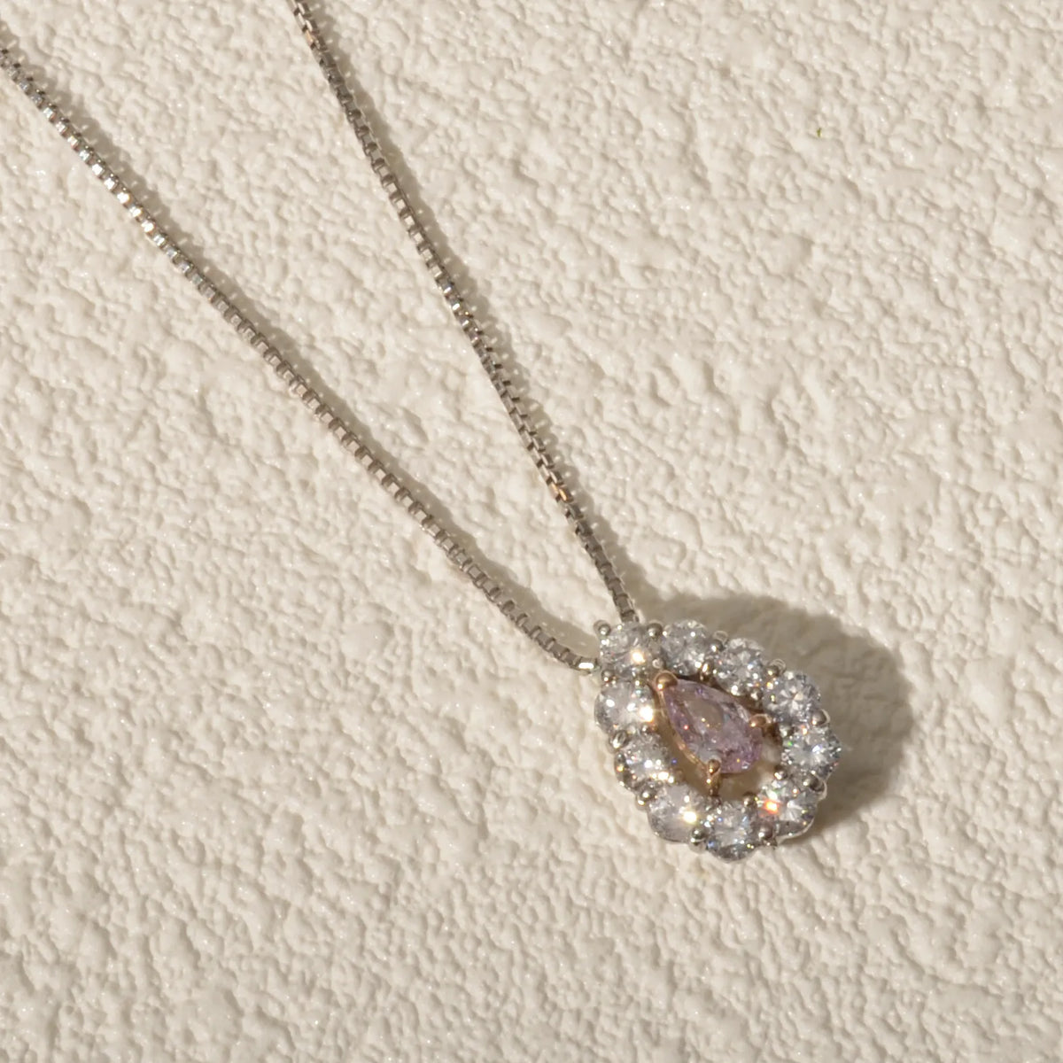 【限定1点】パープルダイヤモンド/ダイヤモンド プラチナ/K18ネックレス(FPP/0.082ct/グレーディングレポート付/4月誕生石)《JPDD2115》