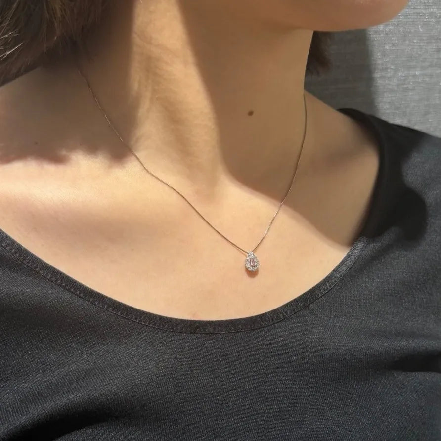 【限定1点】パープルダイヤモンド/ダイヤモンド プラチナ/K18ネックレス(FPP/0.082ct/グレーディングレポート付/4月誕生石)《JPDD2115》