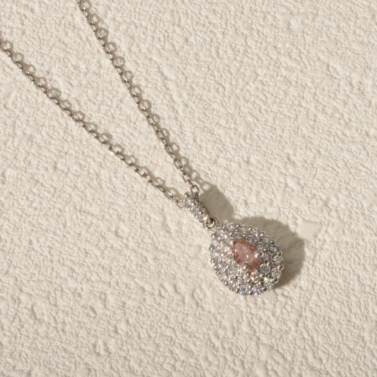 【限定1点】ピンクダイヤモンド/ダイヤモンド プラチナネックレス(FDOP/0.147ct/グレーディングレポート付/4月誕生石)《JPDD2116》