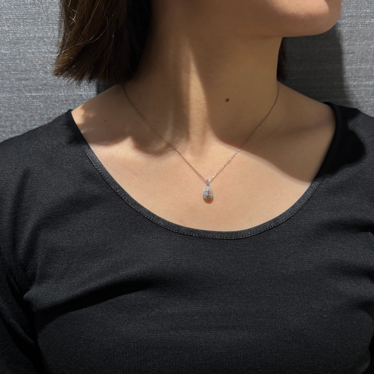 【限定1点】ピンクダイヤモンド/ダイヤモンド プラチナネックレス(FDOP/0.147ct/グレーディングレポート付/4月誕生石)《JPDD2116》