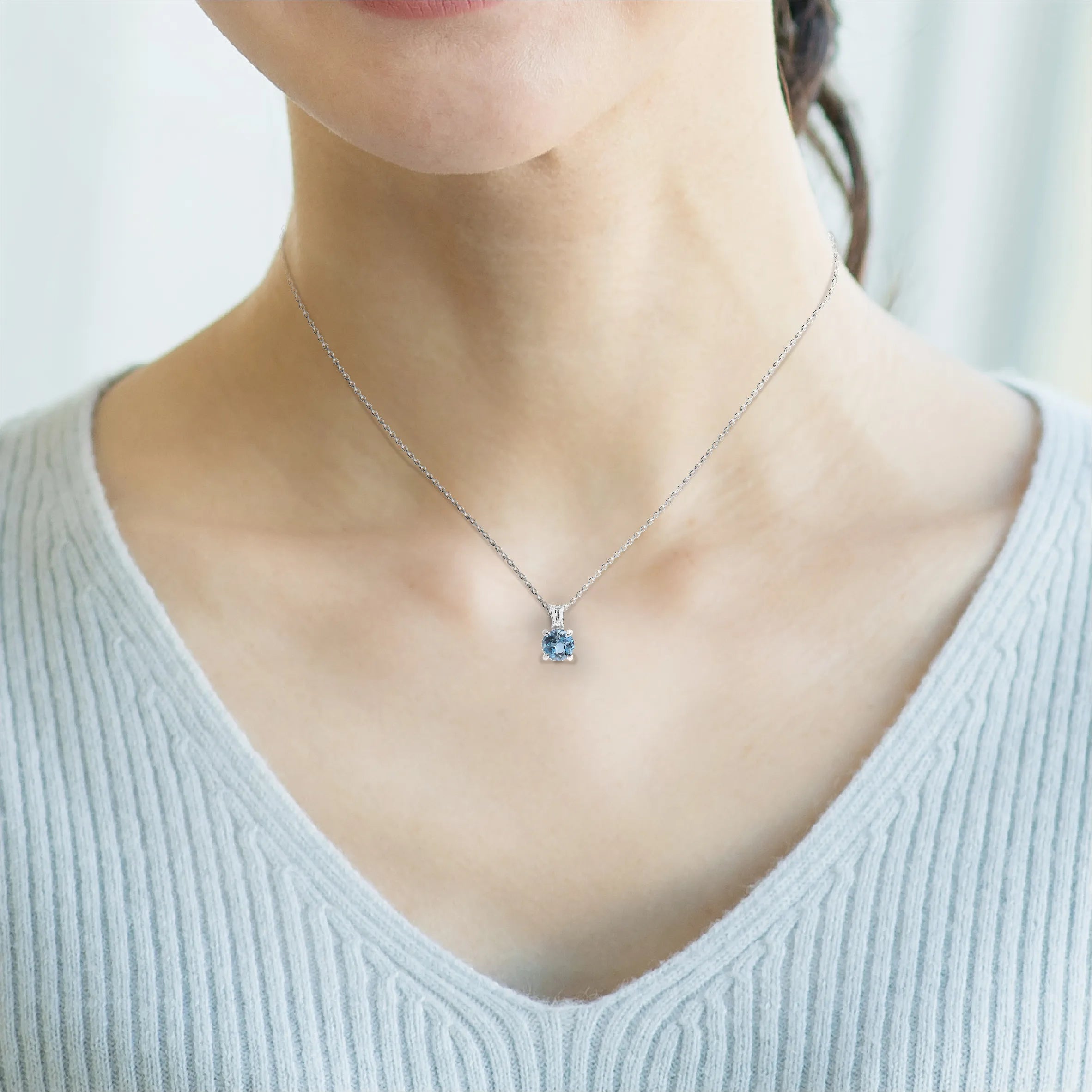 【限定1点】アクアマリン/ダイヤモンド プラチナネックレス(0.269ct/サンタマリアカラー/3月誕生石/鑑別書付き)《JPDN1958》