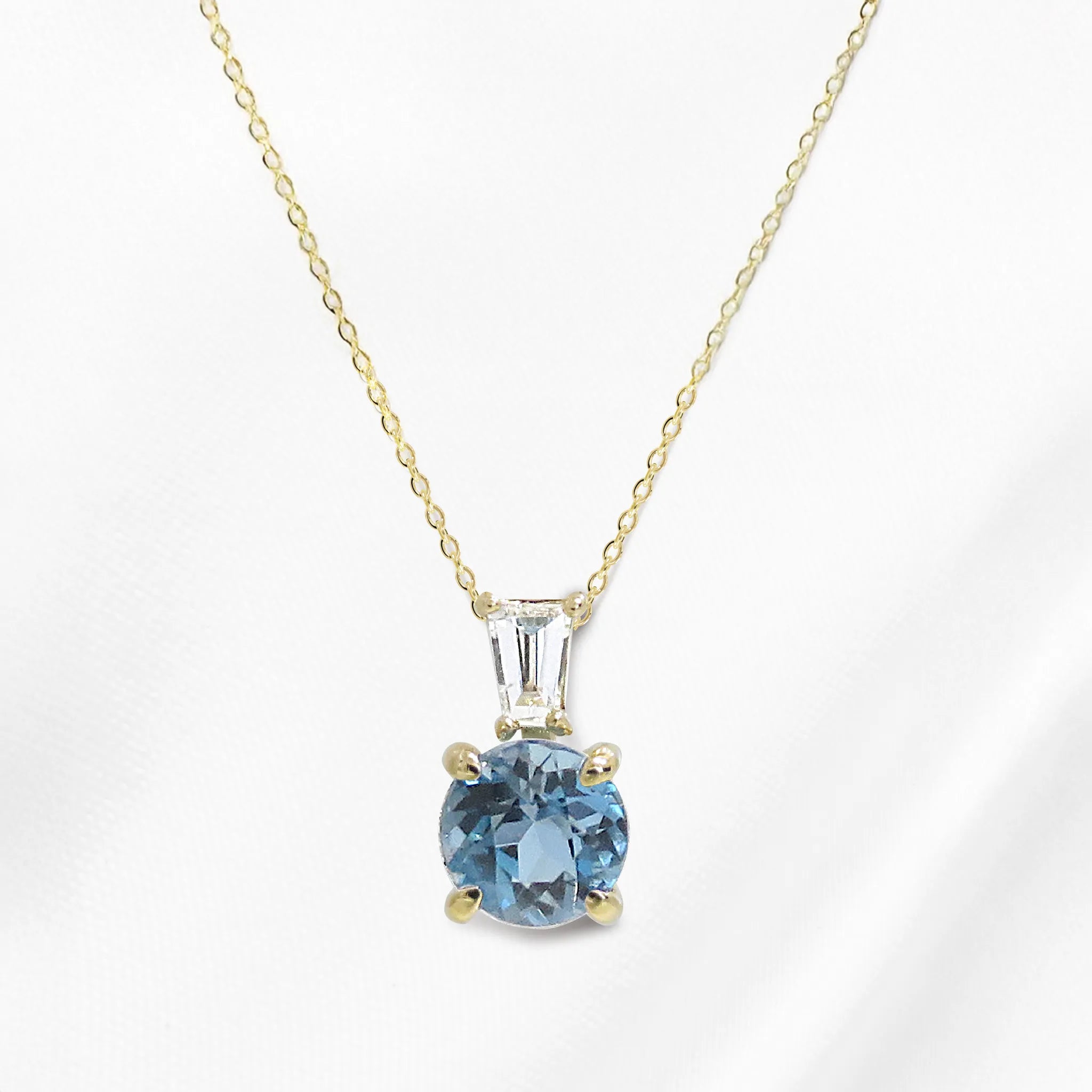 【限定3点】アクアマリン/ダイヤモンド K18ネックレス(0.25ctUP/サンタマリアカラー/3月誕生石/鑑別書付き)《JPDN1959》