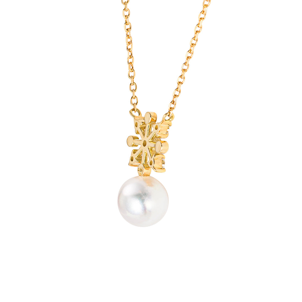 パール/ダイヤモンド K18ネックレス(花珠/アコヤ真珠/彩凛珠/ベビーパール/6月誕生石/花珠鑑別鑑定書付き)《JPDQ1502》