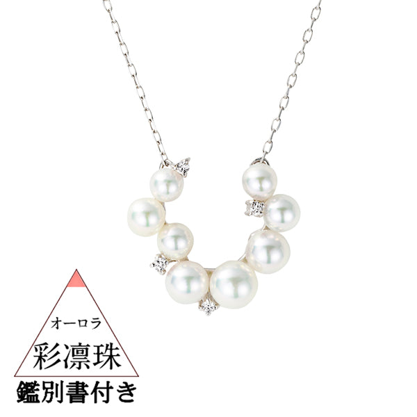 パール/ダイヤモンド プラチナネックレス(花珠/アコヤ真珠/彩凛珠/ベビーパール/6月誕生石/花珠鑑別鑑定書付き)《JPDQ1504》