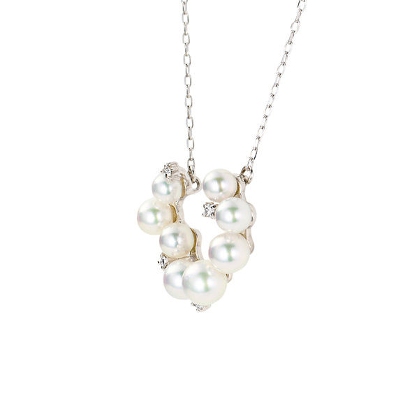 パール/ダイヤモンド プラチナネックレス(花珠/アコヤ真珠/彩凛珠/ベビーパール/6月誕生石/花珠鑑別鑑定書付き)《JPDQ1504》