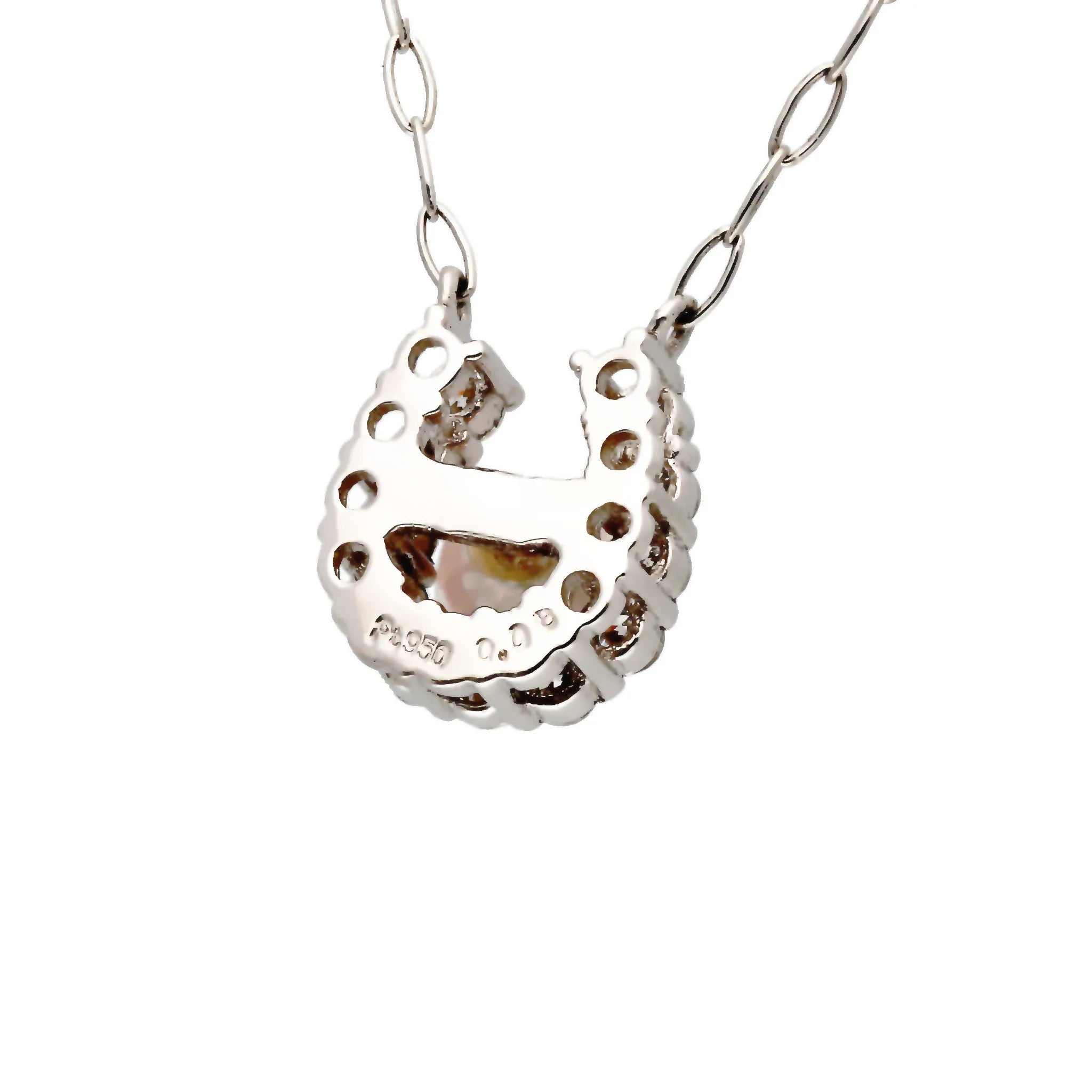 パール/ダイヤモンド プラチナネックレス(アコヤ真珠/3mm/馬蹄/6月誕生石)《JPDQ2044》